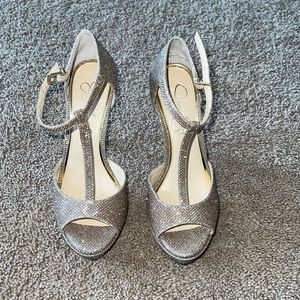 Jessica Simpson platform sandal gold/silver shimmer Size 7